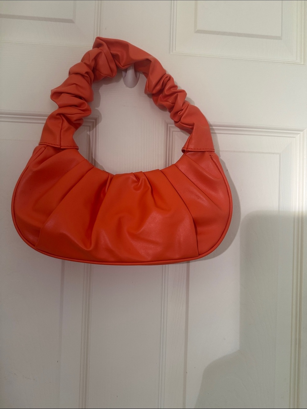 Orange Ruched Handle Shoulder Bag - Women